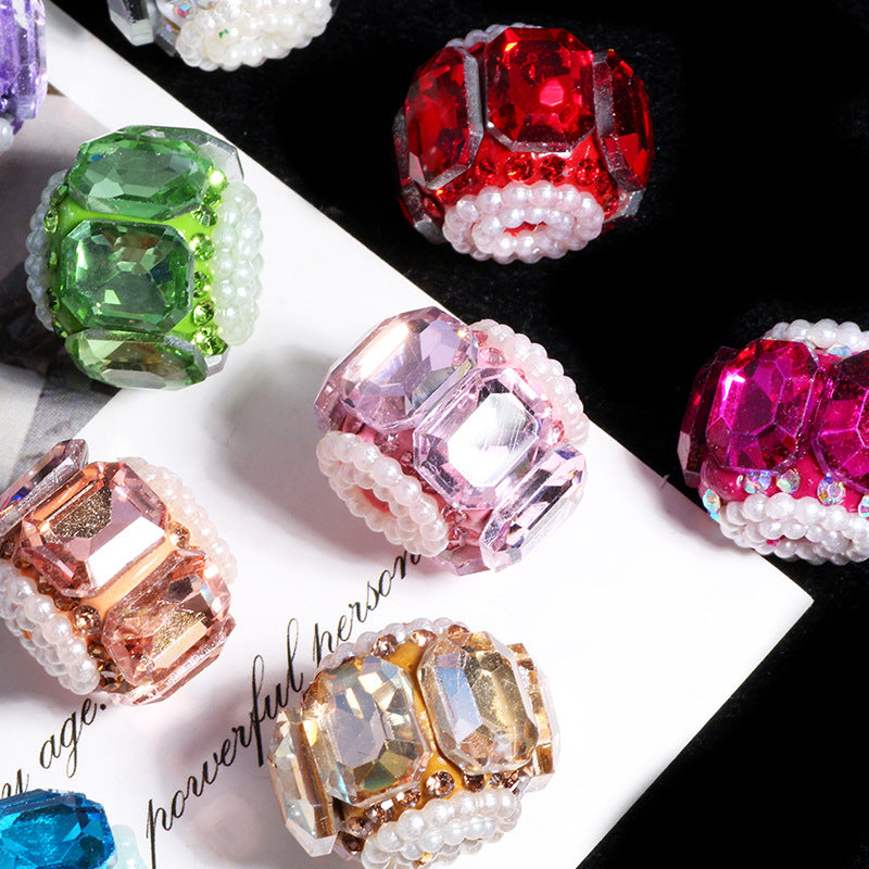 Faceted Crystal Barrel Rhinestone Beads 19mm Polymer Clay Base 5pcs 3