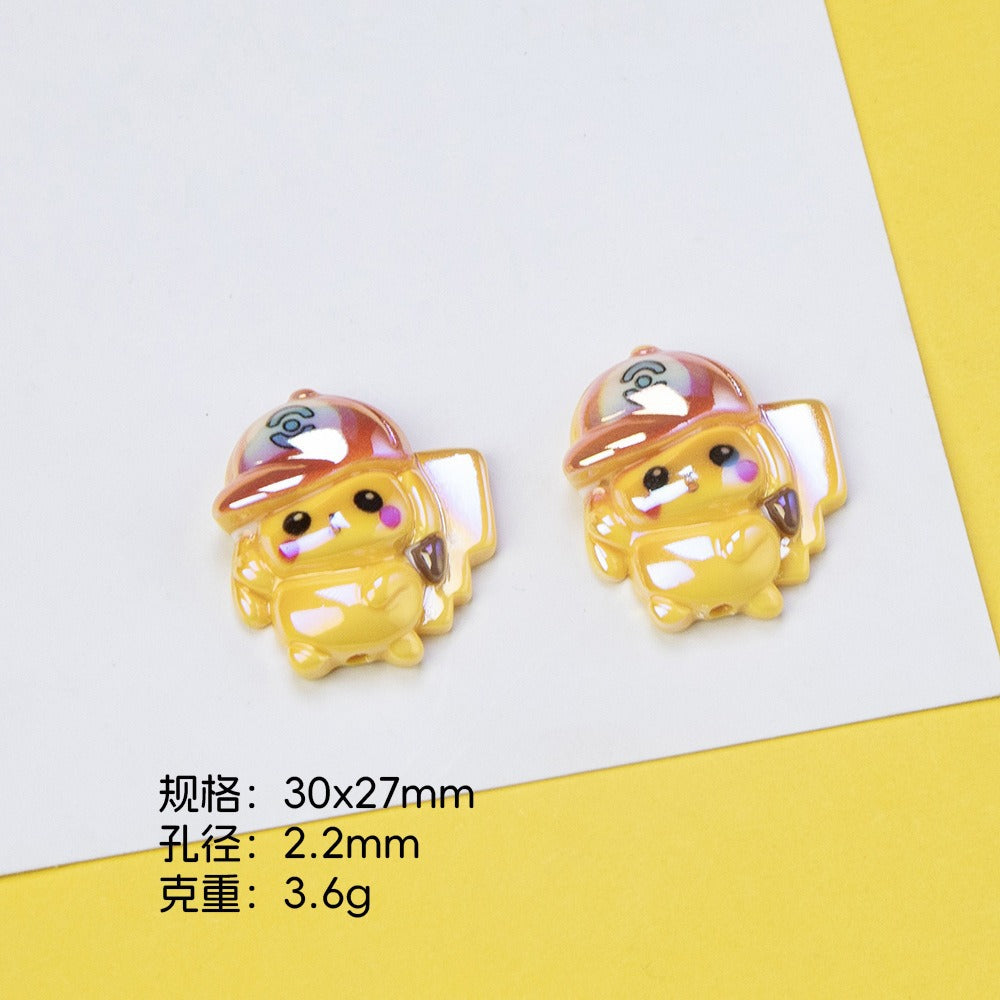Plating Cute Pikachu Resin Beads Glossy Finish 20pcs 9