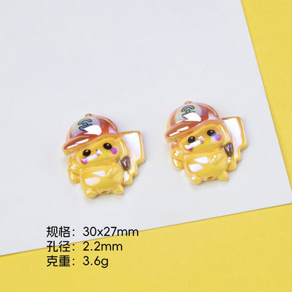 Plating Cute Pikachu Resin Beads Glossy Finish 20pcs 9