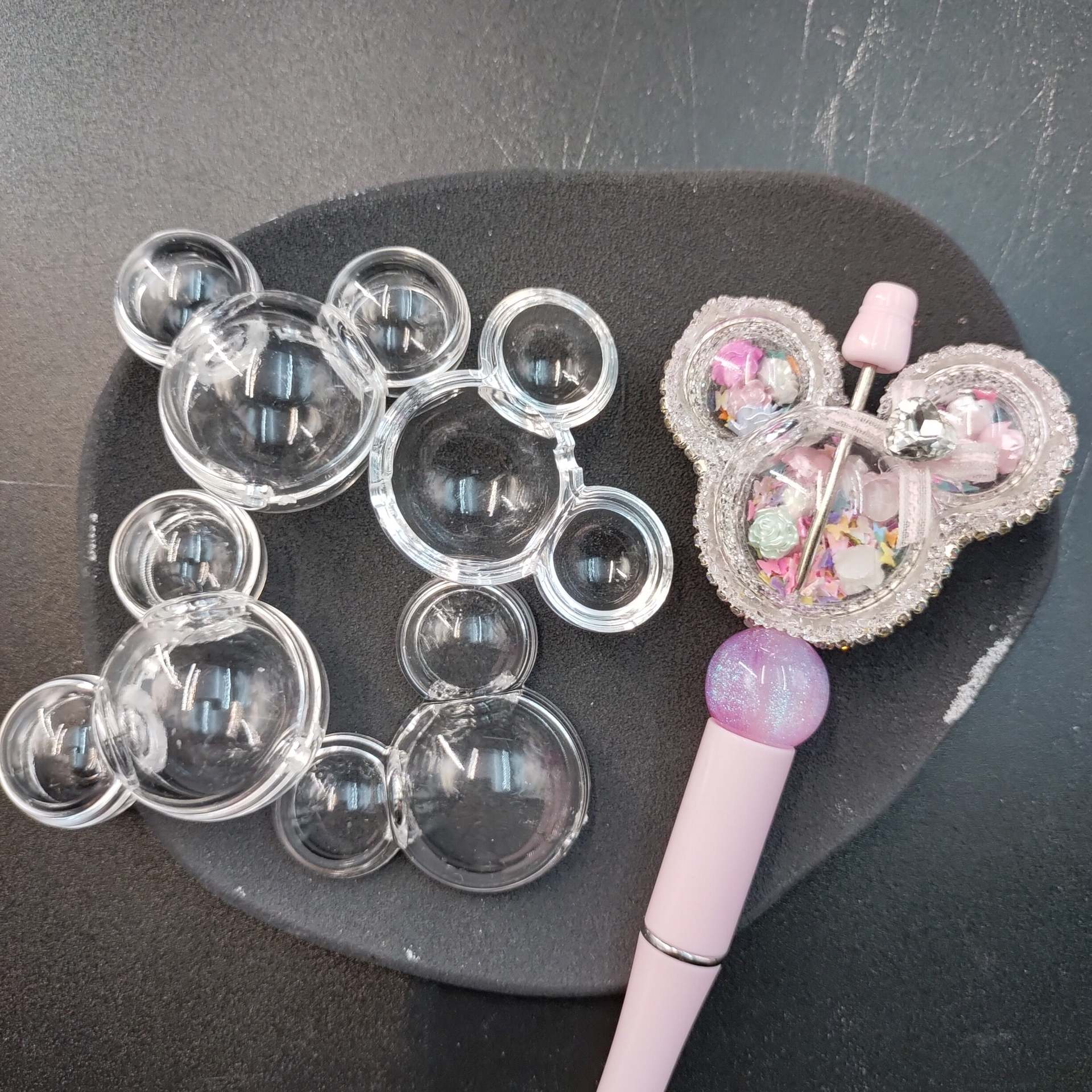 Clear Fillable Mickey Head Acrylic Beads 38mm 5sets 2