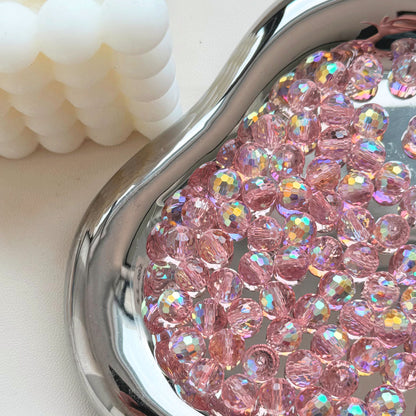 Vintage Faceted Round Glass Beads 8mm Iridescent 50pcs 10