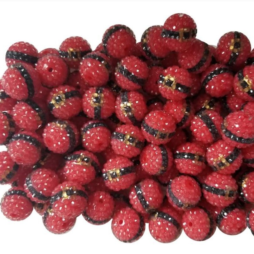 Rhinestone Bubblegum Beads 20mm Santa Claus Belt Christmas 5pcs 2