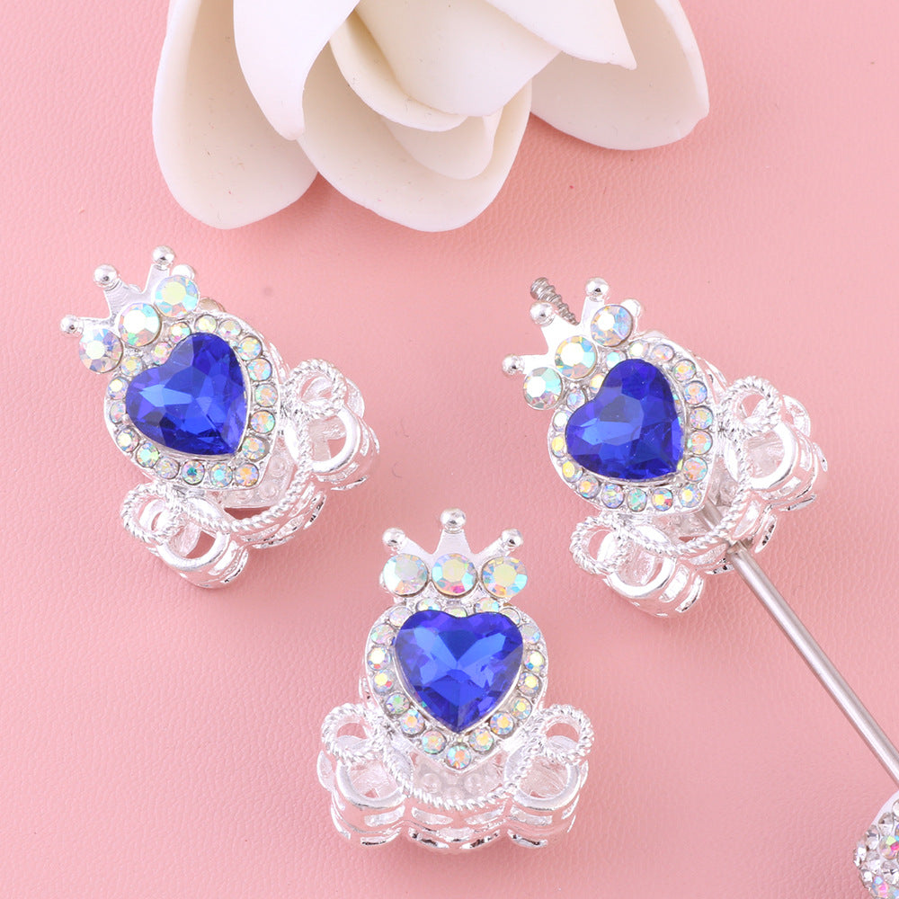 Heart Pumpkin Carriage Rhinestone Beads 28mm Alloy Pave Multi Color 5pcs 6