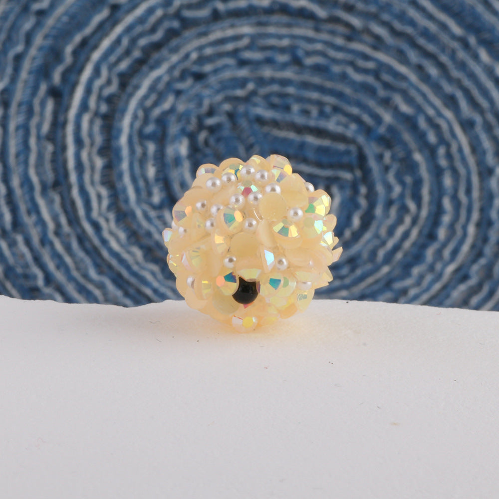 Glitter Bubblegum Beads 14mm Sequin Cluster Rhinestone 10pcs 17
