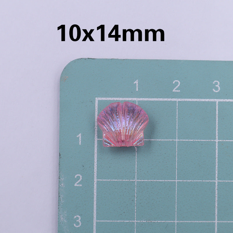 Transparent Shell Resin Beads 14mm Iridescent Multicolor 50pcs 8