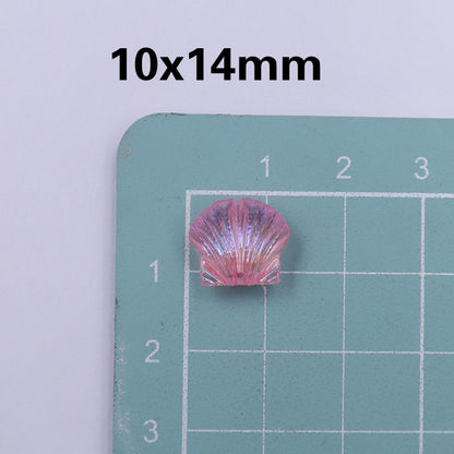 Transparent Shell Resin Beads 14mm Iridescent Multicolor 50pcs 8