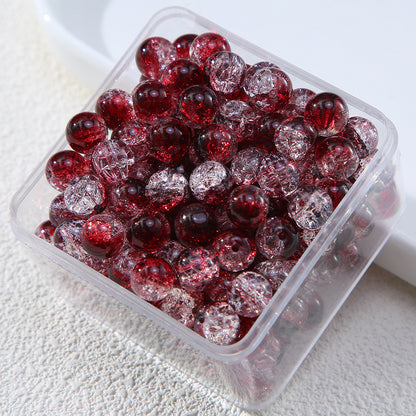 Gradient Crackle Round Glass Beads 10mm Vibrant Mixed Colors 60pcs 17
