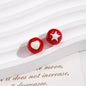 Painted Round Acrylic Beads 10mm Double Sided Heart and Star Pattern 50pcs 12