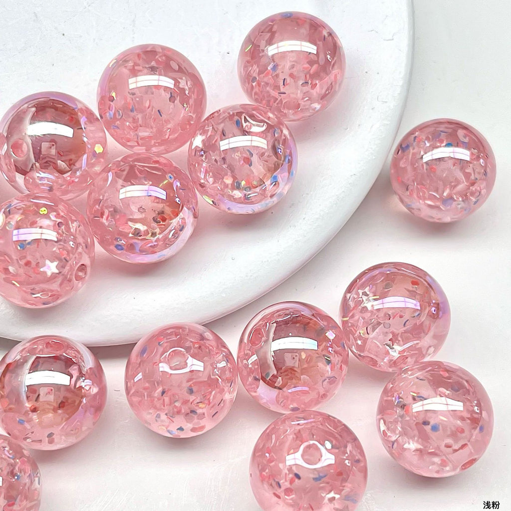 Clear Sparkle Glitter Resin Beads 16mm Round 10pcs 3