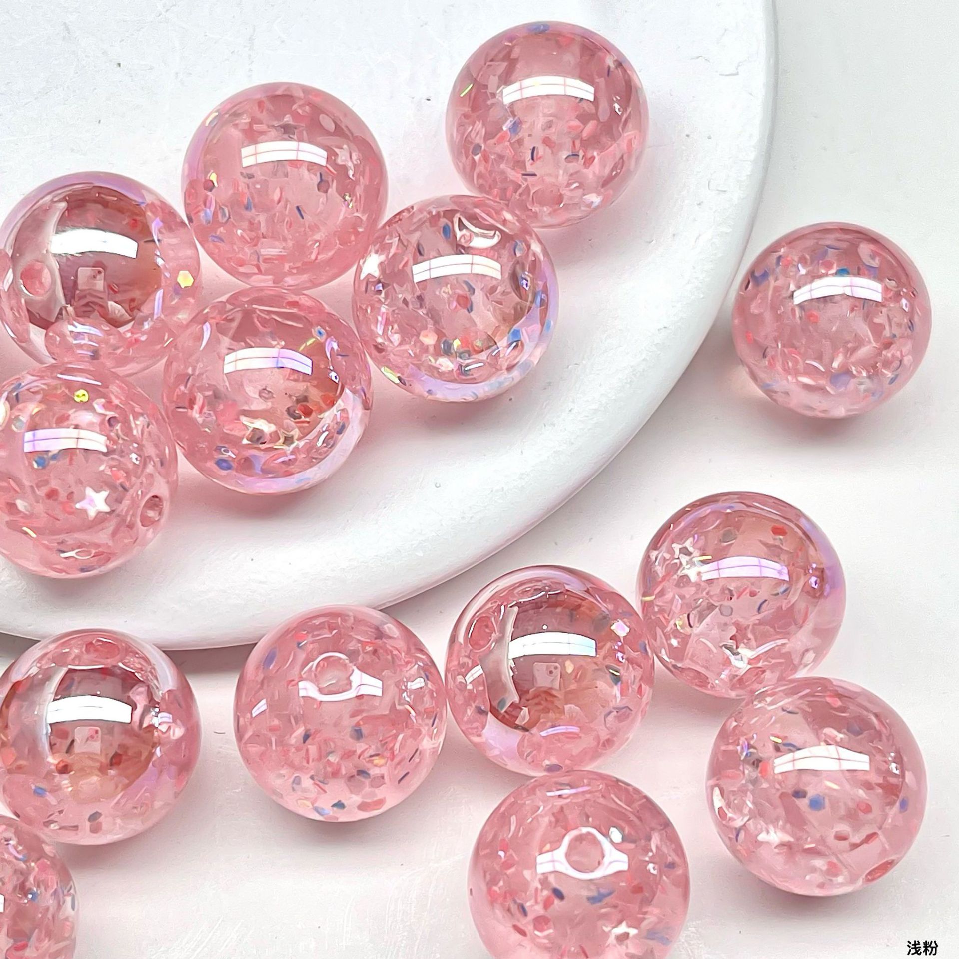 Clear Sparkle Glitter Resin Beads 16mm Round 10pcs 3