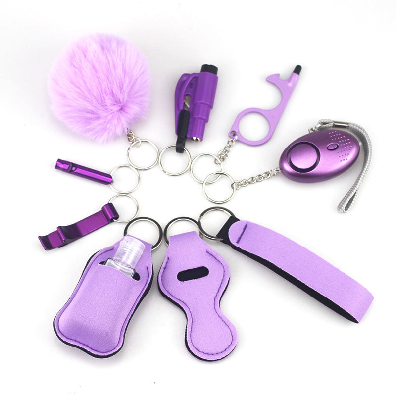 Self Defense Alarm Pompom Keychain Outdoor Safety 10 Pack 51