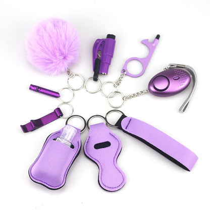 Self Defense Alarm Pompom Keychain Outdoor Safety 10 Pack 51