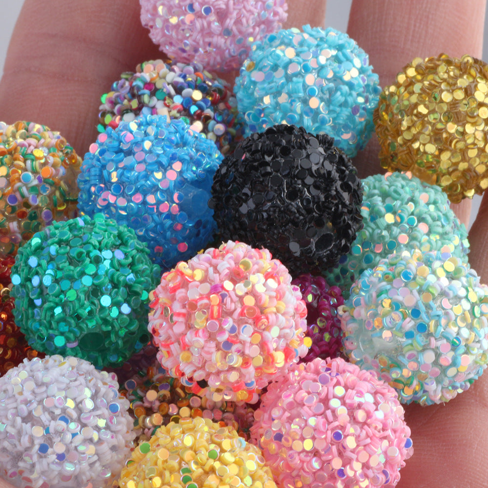 Glitter Bubblegum Beads 20mm Powder Coated Multicolor Round 20pcs 4