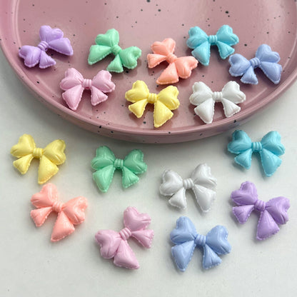 Hand Painted Balloon Bow Acrylic Beads 33mm Solid Color 10pcs 14