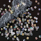 Electroplated Square Glass Beads 6mm Colorful Reflective 96pcs 3