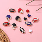 Rugby Series Metal Beads Enamel Painted Zinc Alloy 50pcs 3