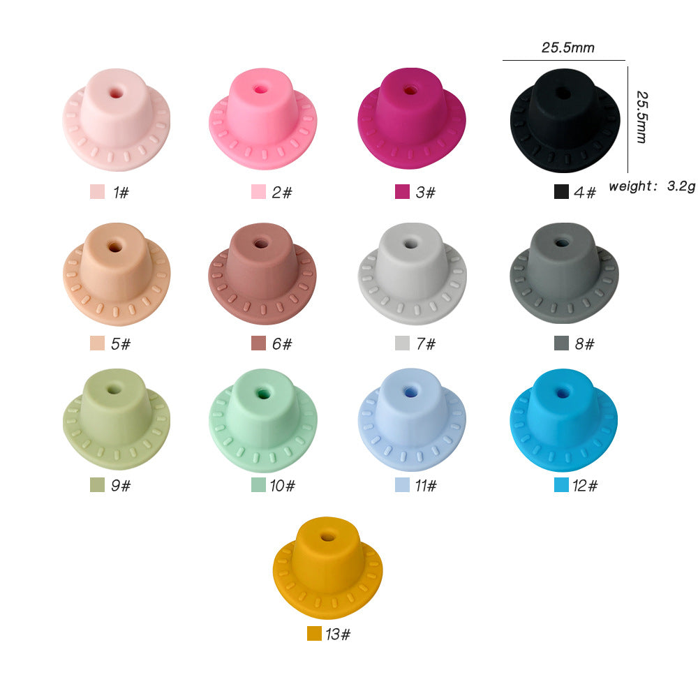 Silicone Focal Beads Hats Raised Dash Brim Detail 20pcs 2