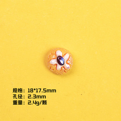 Glossy Bread Resin Beads Round 2.3mm Hole Warm Golden Colors 20pcs 12