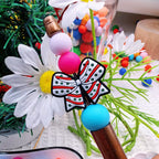 Silicone Focal Beads Bow White Spot Outline Colorful Spots 20pcs 4