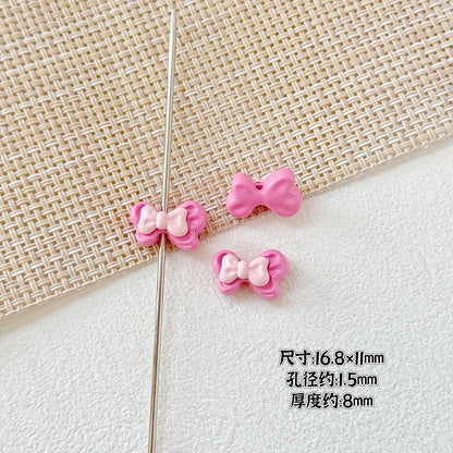 Bow Metal Beads 17mm Baking Painted Checkered Pattern 10pcs 20