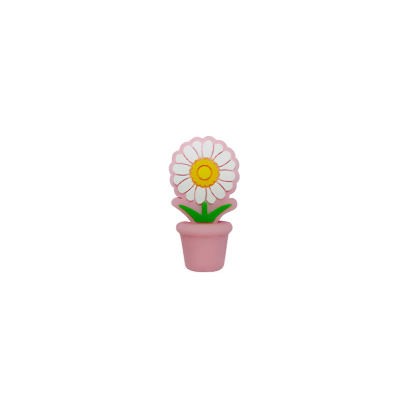 Silicone 3D Focal Beads Potted Daisy Holding Pot 20pcs 13