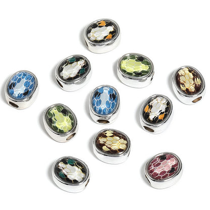 Plated Oval Acrylic Beads 12mm Snake Patterned Large 50pcs 6