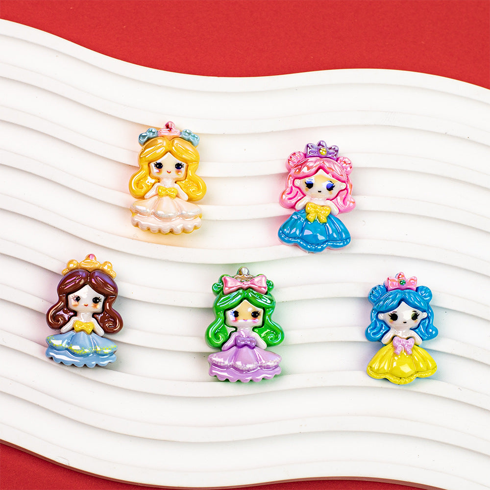 Glossy Pastel Princess Resin Beads Glossy Pretty Figures 10pcs 4