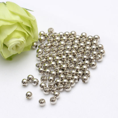 Brass Round Metal Beads 2-8mm Glossy Plating 100pcs 8