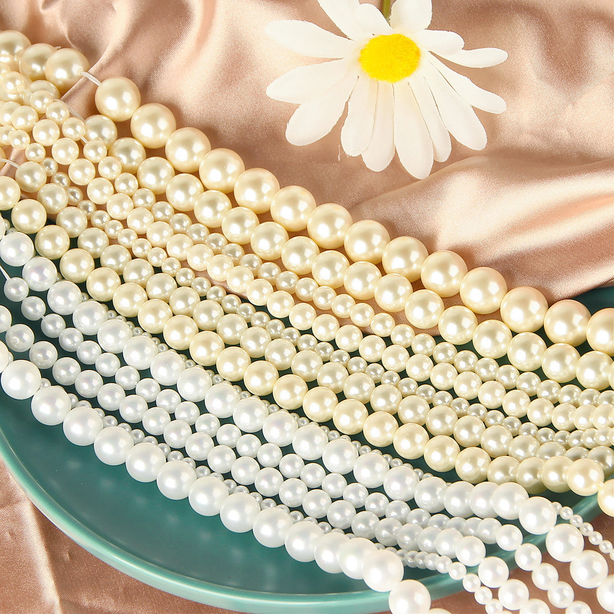 Pearl Glass Beads Round 5-12mm Yellow Imitation 10pcs 2