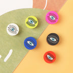 Flat Clay Beads 9mm Vintage Evil Eye Pattern Polymer 100pcs 3