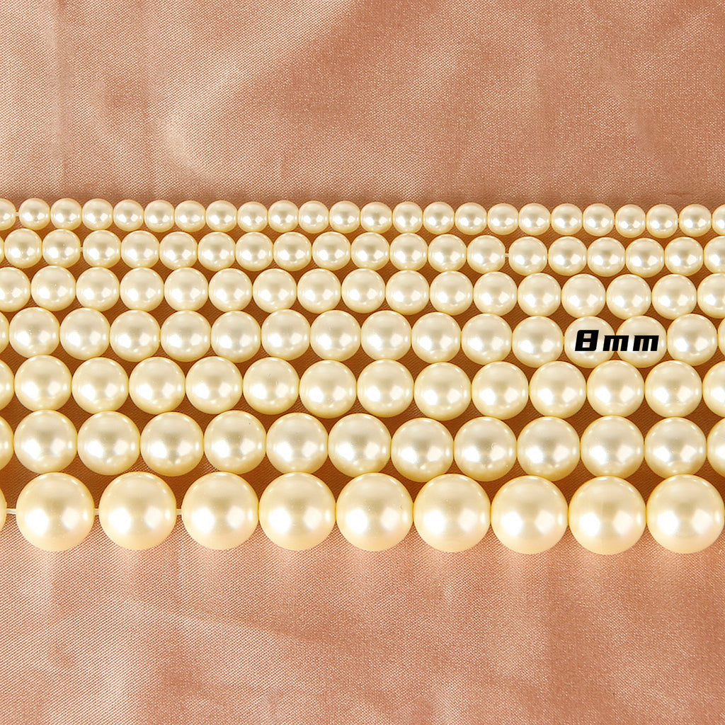 Pearl Glass Beads Round 5-12mm Yellow Imitation 10pcs 8