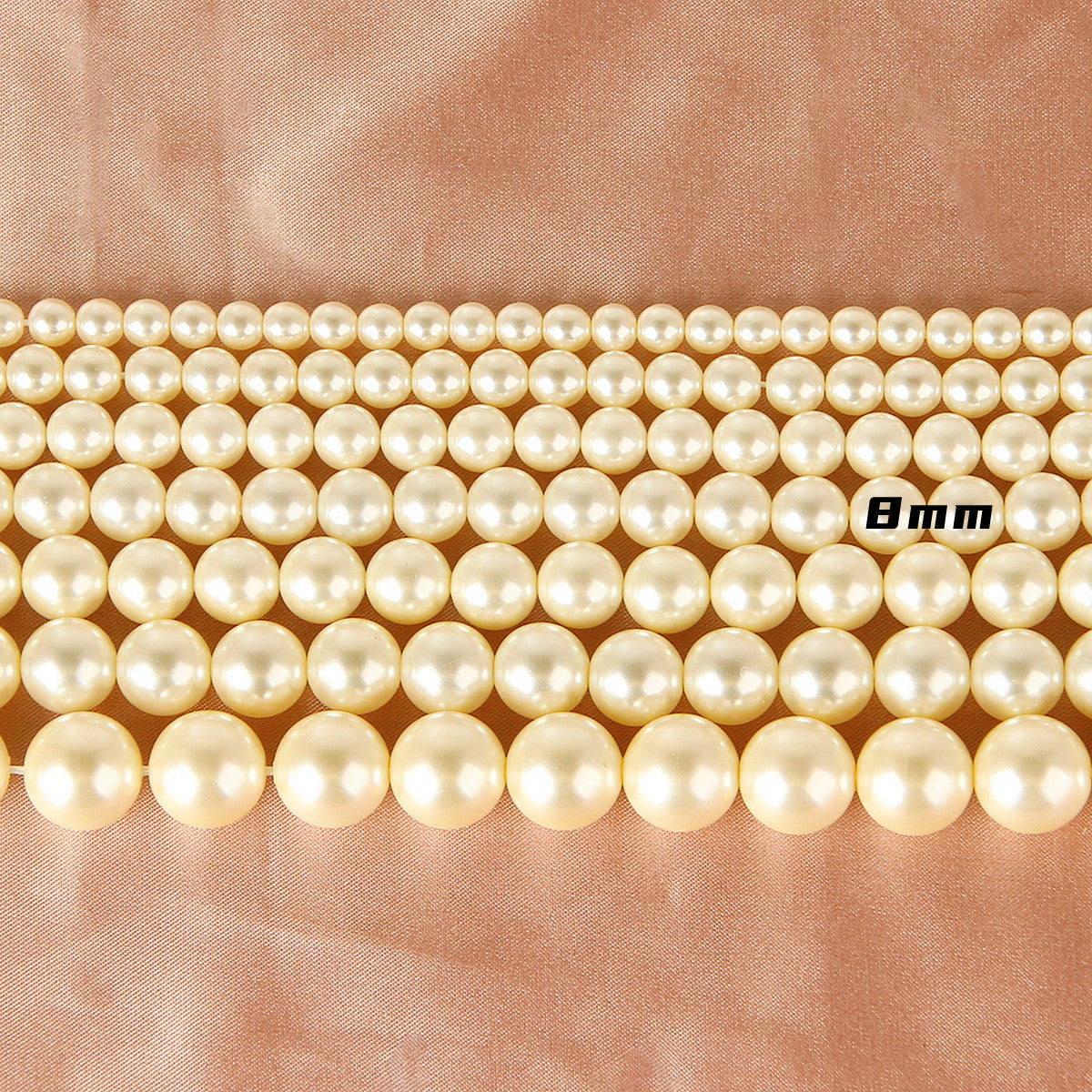 Pearl Glass Beads Round 5-12mm Yellow Imitation 10pcs 8