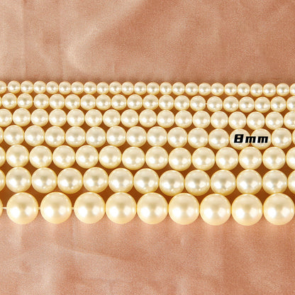 Pearl Glass Beads Round 5-12mm Yellow Imitation 10pcs 8
