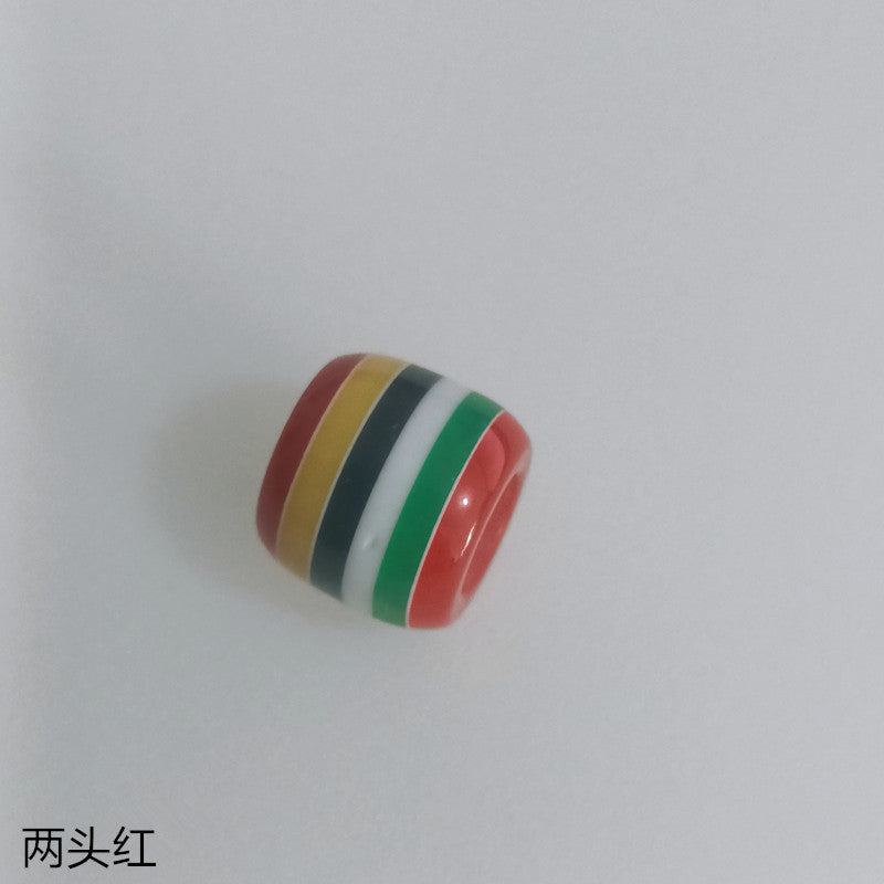 Striped Resin Beads 12mm Large Hole Multicolor Chunky 100pcs 12