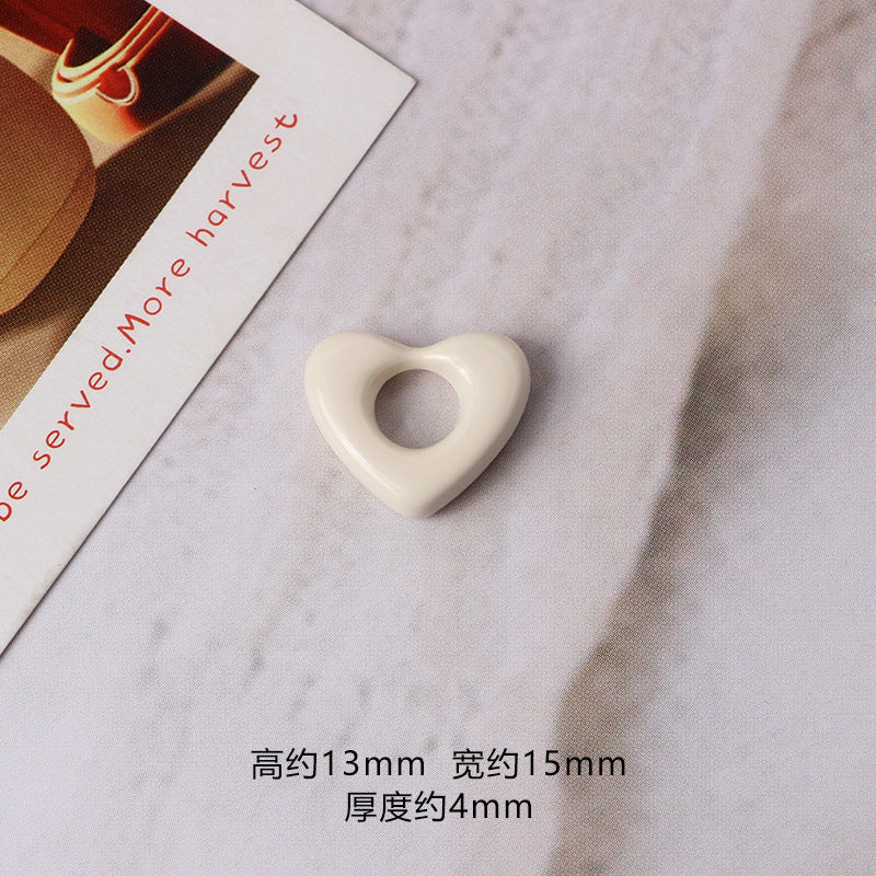 Heart Metal Beads 15mm Morandi Color Hollow Alloy 10pcs 11