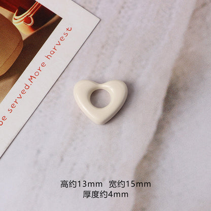 Heart Metal Beads 15mm Morandi Color Hollow Alloy 10pcs 11