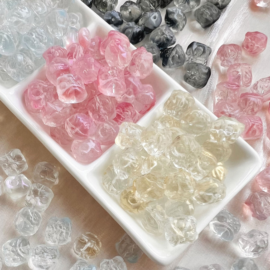 Vintage Lion-Like Glass Beads 12mm Pastel Etched Design 30pcs 3