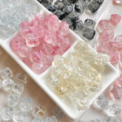 Vintage Lion-Like Glass Beads 12mm Pastel Etched Design 30pcs 3