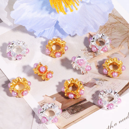 Alloy Mini Pearl Inlaid Spacer Beads 15mm 10pcs 12