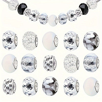 Resin Acrylic Spacer Beads White Tone Textured 30pcs 3