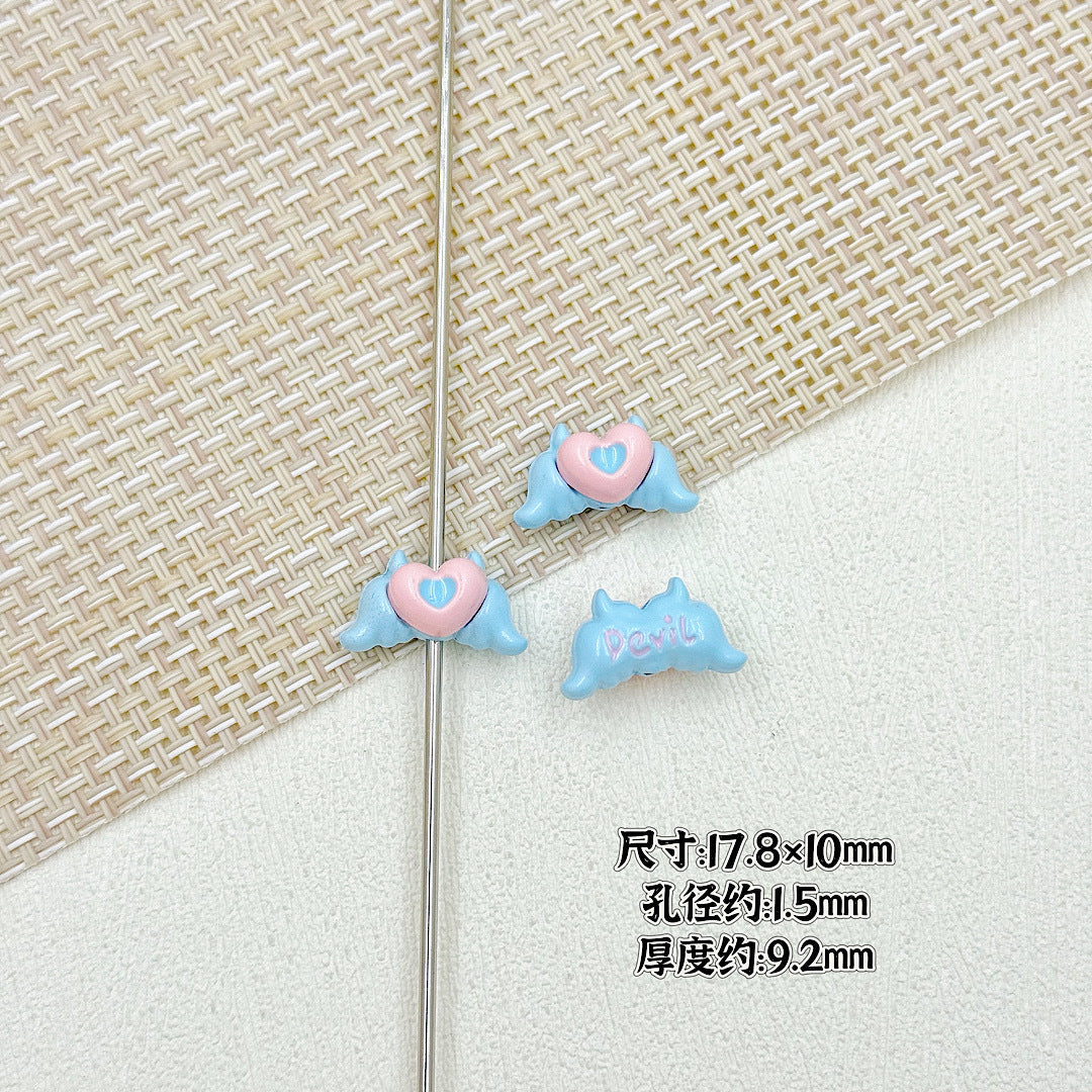 Devil Heart and Kitten Flower Metal Beads 17/15mm Baking Painted 18pcs 7