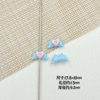 Devil Heart and Kitten Flower Metal Beads 17/15mm Baking Painted 18pcs 7