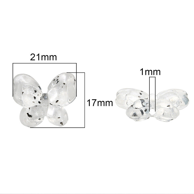 Transparent Butterfly Acrylic Beads 17mm Pastel Floral Mixed 60pcs 5