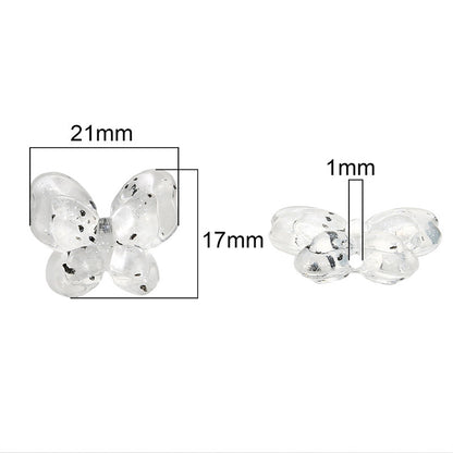 Transparent Butterfly Acrylic Beads 17mm Pastel Floral Mixed 60pcs 5