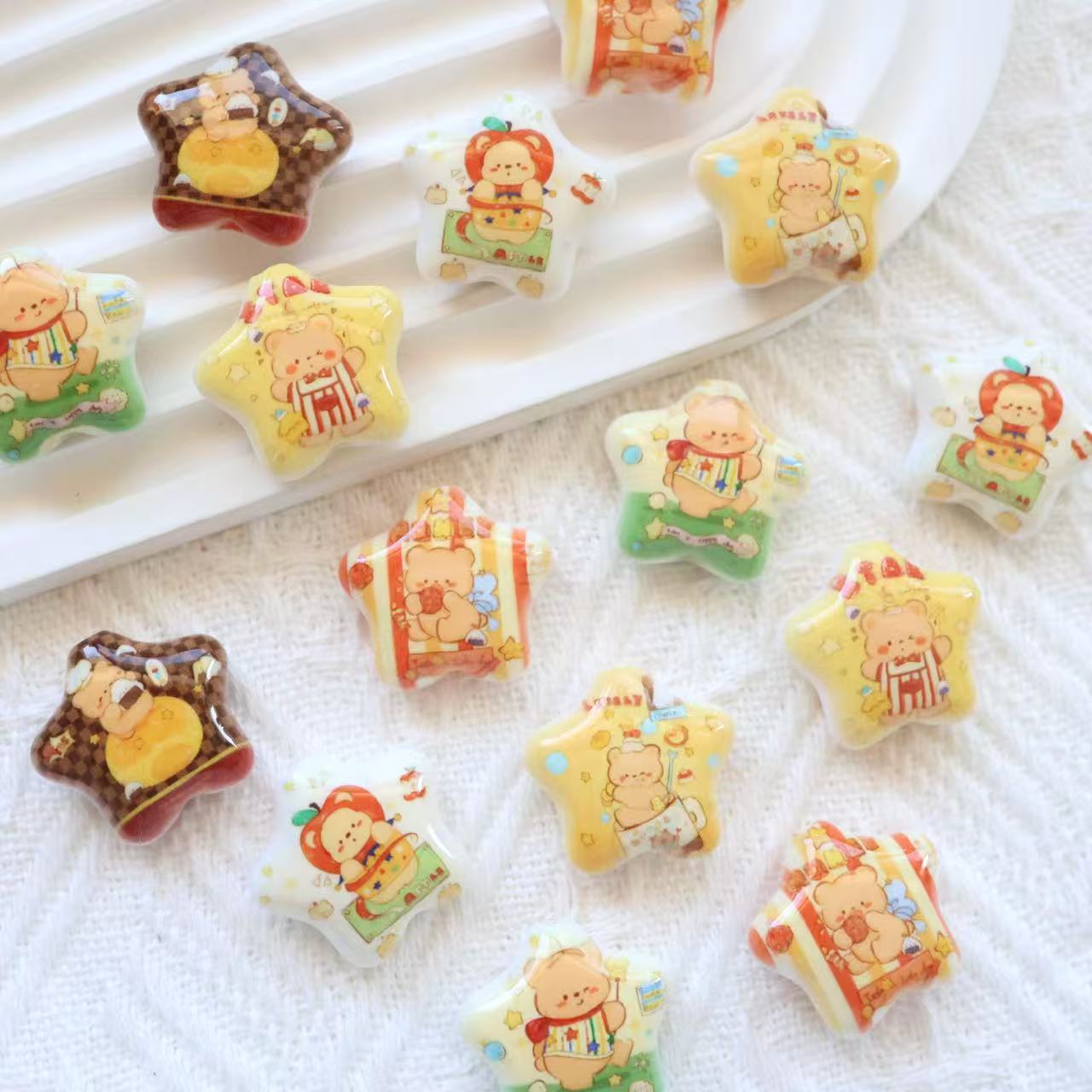 Butterbar Printed Star Acrylic Beads 25mm Glossy Pastel 20pcs 2