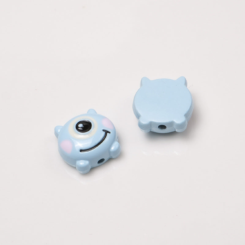 One Eyed Monster Metal Beads 13mm Baking Painted Enamel 10pcs 8
