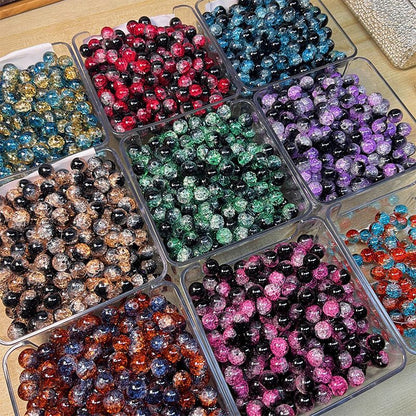 Crackle Glass Beads Round 10mm Transparent Mixed Colors 50pcs 7