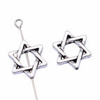 Hollow Hexagram Metal Beads 15mm Polished Silver Alloy 30pcs 3