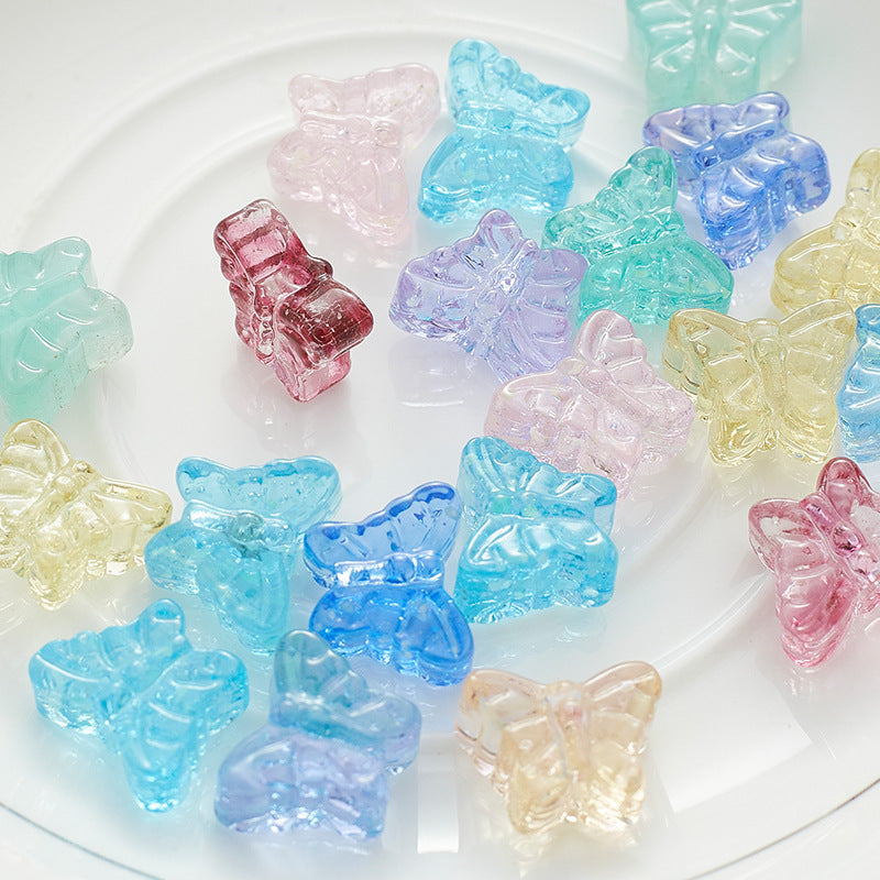 Czech Glass Beads Butterfly 13x10mm Glow In The Dark Pastel 10pcs