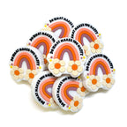 Silicone Focal Beads Flower Rainbow Do What Makes You Happy 20pcs 3